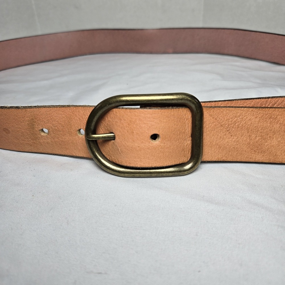 Gap Genuine Leather Belt Womens XL Peach Brass Tone Buckle Colorful Casual Boho